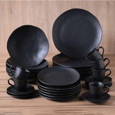 Aparelho de Jantar Orgânico Preto Matte 30 Peças - Ela Decora